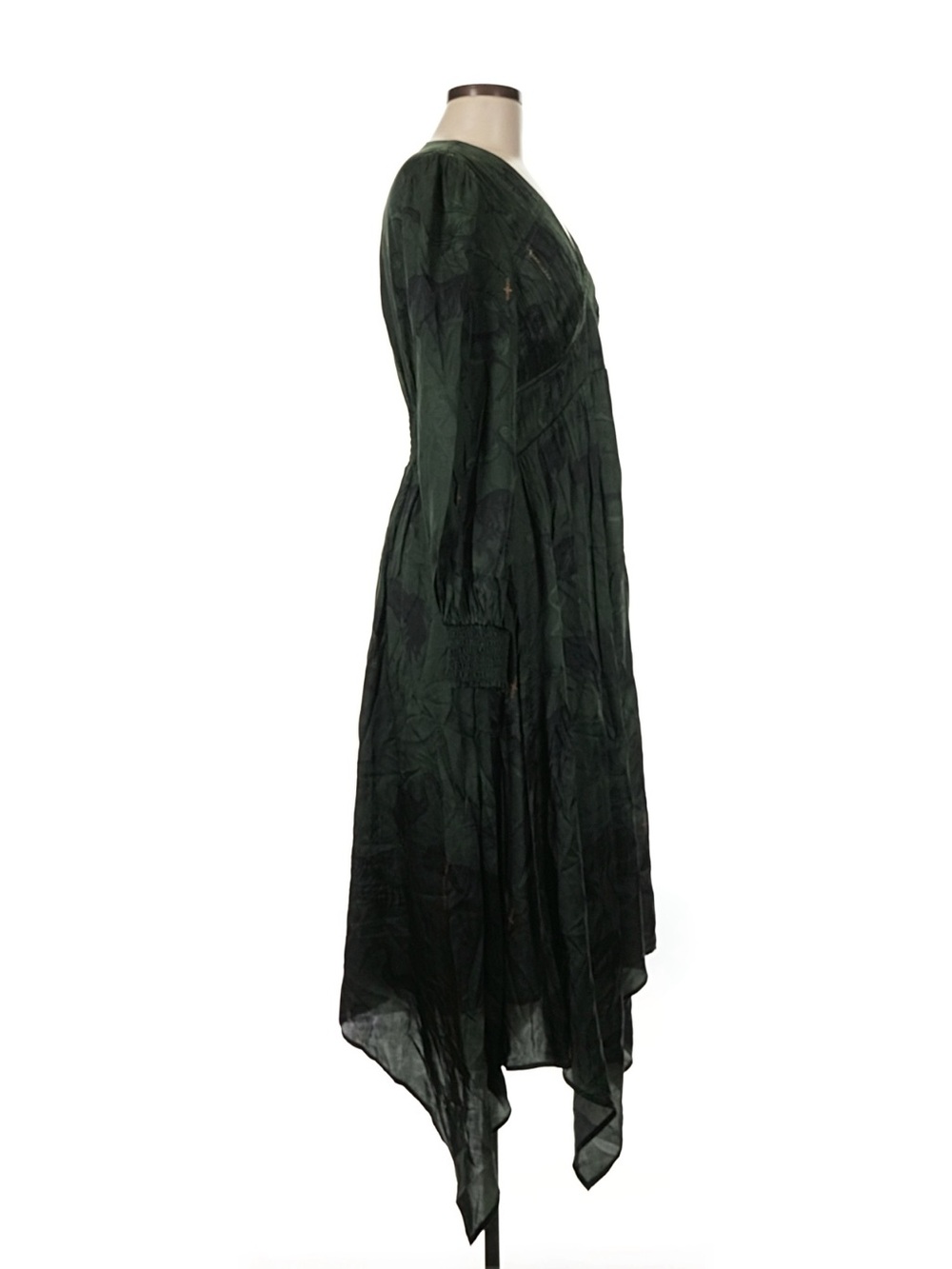 AllSaints Estelle Heidi Long Sleeve Silk Blend Dress in Forest - Picture 4 of 7